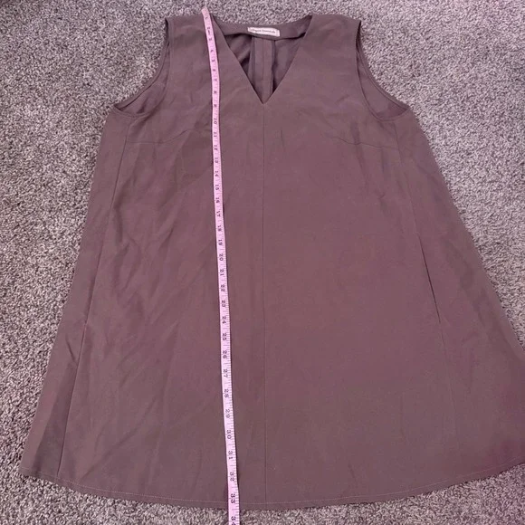 Elegant Essentials Sleeveless V Neck Tunic Dress A Line Taupe Women's - Picture 5 of 7